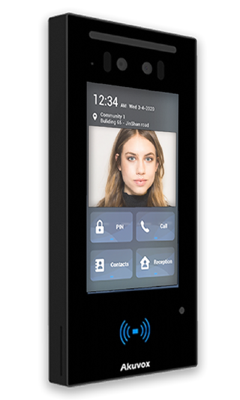 Akuvox מגה סיטי 50 אינטרקום ip אנדרואיד 5 אינץ, משולב זיהוי פנים וקורא קרבה מנוהל, NFC, בלוטוט.