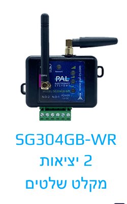 פתיחת שערים/דלתות סלולרי, ללא הגבלת משתמשים, שילוב עד 4000 שלטים חכמים, שעון שבת, דור 4, 2 יציאות SG304GB-WR
