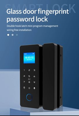 מנעול SmartLock אלחוטי לדלת זכוכית, משולב טביעת אצבע, תגי קרבה, קוד. עם אפליקציה לסמרטפון.